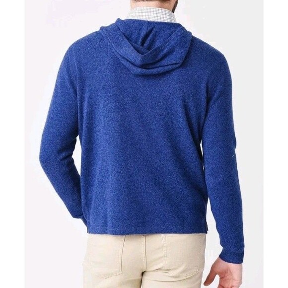 Johnnie O Sweater Men's Large Blue Soft Cashmere Hoodie Wake Hooded $398 MSRP - Picture 11 of 12